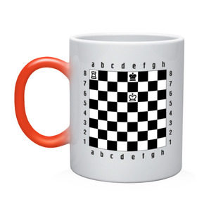 Кружка хамелеон с принтом Комбинация шах и мат , керамика | меняет цвет при нагревании, емкость 330 мл | checkmate | мат | шах | шах и мат | шахматист | шахматная доска | шахматы