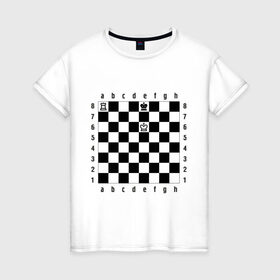 Женская футболка хлопок с принтом Комбинация шах и мат , 100% хлопок | прямой крой, круглый вырез горловины, длина до линии бедер, слегка спущенное плечо | checkmate | мат | шах | шах и мат | шахматист | шахматная доска | шахматы