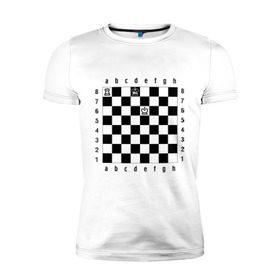 Мужская футболка премиум с принтом Комбинация Шах , 92% хлопок, 8% лайкра | приталенный силуэт, круглый вырез ворота, длина до линии бедра, короткий рукав | checkmate | мат | шах | шах и мат | шахматист | шахматная доска | шахматы