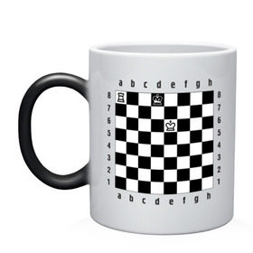 Кружка хамелеон с принтом Комбинация Шах , керамика | меняет цвет при нагревании, емкость 330 мл | Тематика изображения на принте: checkmate | мат | шах | шах и мат | шахматист | шахматная доска | шахматы