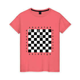 Женская футболка хлопок с принтом Комбинация Шах , 100% хлопок | прямой крой, круглый вырез горловины, длина до линии бедер, слегка спущенное плечо | checkmate | мат | шах | шах и мат | шахматист | шахматная доска | шахматы