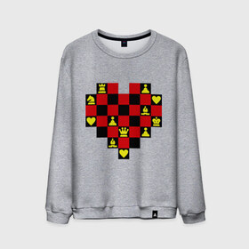 Мужской свитшот хлопок с принтом Шахматное сердце , 100% хлопок |  | Тематика изображения на принте: chess | i love chess | сердце | шахматы | я люблю шахматы