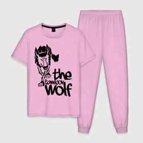 Мужская пижама хлопок с принтом тамбовский волк , 100% хлопок | брюки и футболка прямого кроя, без карманов, на брюках мягкая резинка на поясе и по низу штанин
 | wolf | волк | животные