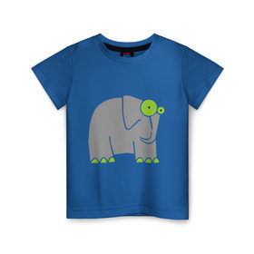 Детская футболка хлопок с принтом Веселый слоник , 100% хлопок | круглый вырез горловины, полуприлегающий силуэт, длина до линии бедер | слон