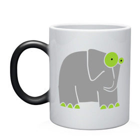 Кружка хамелеон с принтом Веселый слоник , керамика | меняет цвет при нагревании, емкость 330 мл | Тематика изображения на принте: слон