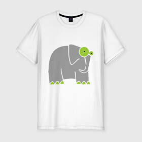 Мужская футболка премиум с принтом Веселый слоник , 92% хлопок, 8% лайкра | приталенный силуэт, круглый вырез ворота, длина до линии бедра, короткий рукав | Тематика изображения на принте: слон