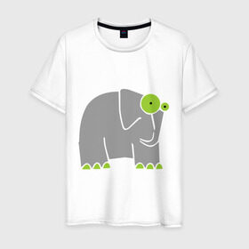 Мужская футболка хлопок с принтом Веселый слоник , 100% хлопок | прямой крой, круглый вырез горловины, длина до линии бедер, слегка спущенное плечо. | слон