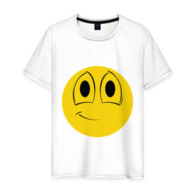 Мужская футболка хлопок с принтом Лучший смайлик , 100% хлопок | прямой крой, круглый вырез горловины, длина до линии бедер, слегка спущенное плечо. | smile. улыбка | лучший смайл | смайл | смайлик
