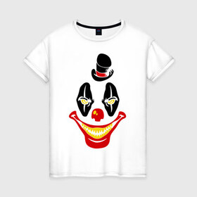 Женская футболка хлопок с принтом Злой клоун , 100% хлопок | прямой крой, круглый вырез горловины, длина до линии бедер, слегка спущенное плечо | другие | злой | злой клоун | клоун | прикольные картинки