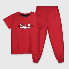 Детская пижама хлопок с принтом totoro face , 100% хлопок |  брюки и футболка прямого кроя, без карманов, на брюках мягкая резинка на поясе и по низу штанин
 | totoro | аниме | анимэ | тоторо