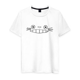 Мужская футболка хлопок с принтом totoro face , 100% хлопок | прямой крой, круглый вырез горловины, длина до линии бедер, слегка спущенное плечо. | totoro | аниме | анимэ | тоторо