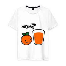 Мужская футболка хлопок с принтом Грустный апельсин , 100% хлопок | прямой крой, круглый вырез горловины, длина до линии бедер, слегка спущенное плечо. | orange | апельсин | напиток | сок | стакан | фрукты