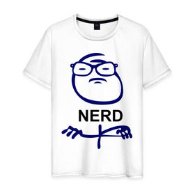 Мужская футболка хлопок с принтом Nerd (умник) , 100% хлопок | прямой крой, круглый вырез горловины, длина до линии бедер, слегка спущенное плечо. | face | nerd | интернет приколы | тролинг | троль | умник