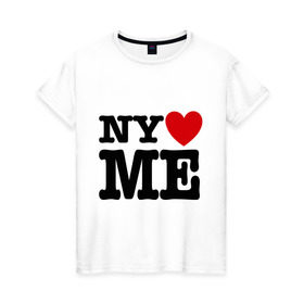 Женская футболка хлопок с принтом Ny love me нью йорк любит меня , 100% хлопок | прямой крой, круглый вырез горловины, длина до линии бедер, слегка спущенное плечо | i love | ny love me | нью йорк любит меня | я люблю