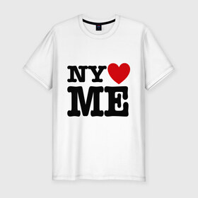 Мужская футболка премиум с принтом Ny love me нью йорк любит меня , 92% хлопок, 8% лайкра | приталенный силуэт, круглый вырез ворота, длина до линии бедра, короткий рукав | i love | ny love me | нью йорк любит меня | я люблю