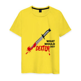 Мужская футболка хлопок с принтом what would Dexter do? , 100% хлопок | прямой крой, круглый вырез горловины, длина до линии бедер, слегка спущенное плечо. | dexter | декстер | сериал | тв | телевидение | что бы сделал декстер | я люблю декстера