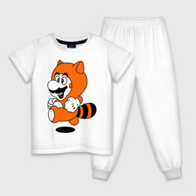 Детская пижама хлопок с принтом Mario In Tanooki Suit , 100% хлопок |  брюки и футболка прямого кроя, без карманов, на брюках мягкая резинка на поясе и по низу штанин
 | nintendo | марио | нинтендо