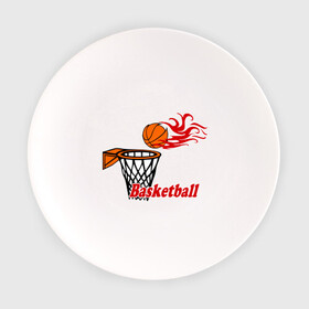 Тарелка с принтом Баскетбол (огненный мяч) , фарфор | диаметр - 210 мм
диаметр для нанесения принта - 120 мм | basketball | nba | нба