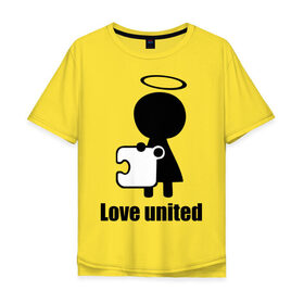 Мужская футболка хлопок Oversize с принтом Love united женская , 100% хлопок | свободный крой, круглый ворот, “спинка” длиннее передней части | love united | love united женская | для двоих | парные