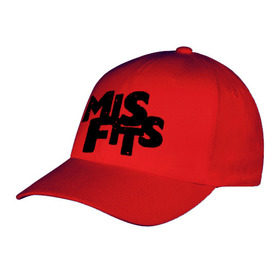 Бейсболка с принтом Misfits лого , 100% хлопок | классический козырек, металлическая застежка-регулятор размера | missfit | мисфит | отбросы | сериалы