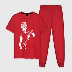 Мужская пижама хлопок с принтом Кинчев - Алиса , 100% хлопок | брюки и футболка прямого кроя, без карманов, на брюках мягкая резинка на поясе и по низу штанин
 | алиса