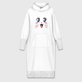 Платье удлиненное хлопок с принтом Японская кошечка ,  |  | Тематика изображения на принте: аниме | глаза | глазки | девушкам | киса | кот | коте | котенок | кошечка | кошка | милые создания | мордочка | японская кошечка