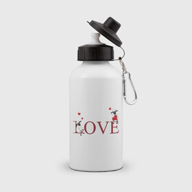 Бутылка спортивная с принтом Red heart sheep , металл | емкость — 500 мл, в комплекте две пластиковые крышки и карабин для крепления | love | девушкам | женские | любовь | овечки | сердечки | сердца