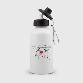 Бутылка спортивная с принтом Red heart with sheep , металл | емкость — 500 мл, в комплекте две пластиковые крышки и карабин для крепления | девушкам | женские | любовь | овечки | сердечки | сердца