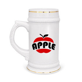 Кружка пивная с принтом Яблоко apple ,  керамика (Материал выдерживает высокую температуру, стоит избегать резкого перепада температур) |  объем 630 мл | apple | яблоко
