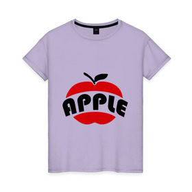 Женская футболка хлопок с принтом Яблоко apple , 100% хлопок | прямой крой, круглый вырез горловины, длина до линии бедер, слегка спущенное плечо | apple | яблоко