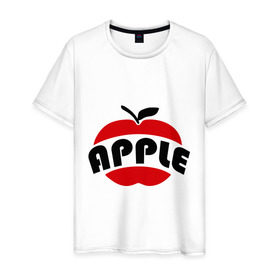 Мужская футболка хлопок с принтом Яблоко apple , 100% хлопок | прямой крой, круглый вырез горловины, длина до линии бедер, слегка спущенное плечо. | apple | яблоко
