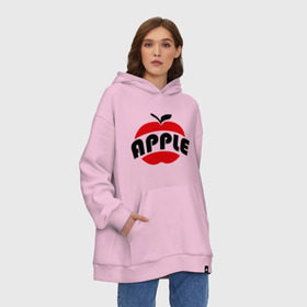 Худи SuperOversize хлопок с принтом Яблоко apple , 70% хлопок, 30% полиэстер, мягкий начес внутри | карман-кенгуру, эластичная резинка на манжетах и по нижней кромке, двухслойный капюшон
 | apple | яблоко