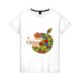 Женская футболка хлопок с принтом Зубастый apple , 100% хлопок | прямой крой, круглый вырез горловины, длина до линии бедер, слегка спущенное плечо | apple | зубастый эппл | яблоко