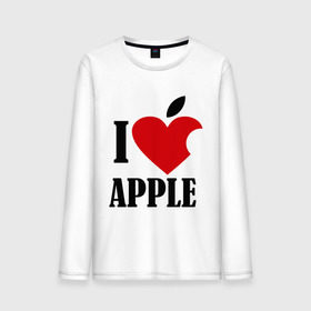 Мужской лонгслив хлопок с принтом i love apple с листиком , 100% хлопок |  | apple | джобс | телефон | яблоко