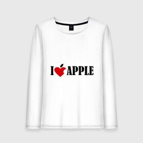 Женский лонгслив хлопок с принтом love apple с листиком , 100% хлопок |  | джобс | комуникатор | телефон | яблоко