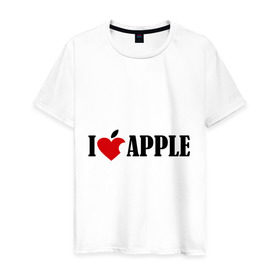 Мужская футболка хлопок с принтом love apple с листиком , 100% хлопок | прямой крой, круглый вырез горловины, длина до линии бедер, слегка спущенное плечо. | джобс | комуникатор | телефон | яблоко