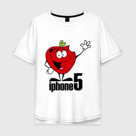 Мужская футболка хлопок Oversize с принтом iphone 5 , 100% хлопок | свободный крой, круглый ворот, “спинка” длиннее передней части | 