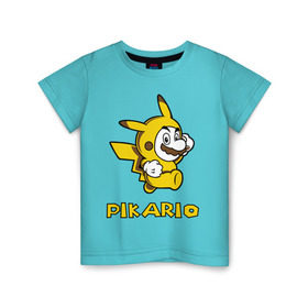 Детская футболка хлопок с принтом Pikario , 100% хлопок | круглый вырез горловины, полуприлегающий силуэт, длина до линии бедер | марио