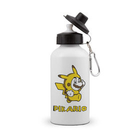 Бутылка спортивная с принтом Pikario , металл | емкость — 500 мл, в комплекте две пластиковые крышки и карабин для крепления | марио