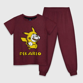 Детская пижама хлопок с принтом Pikario , 100% хлопок |  брюки и футболка прямого кроя, без карманов, на брюках мягкая резинка на поясе и по низу штанин
 | Тематика изображения на принте: марио