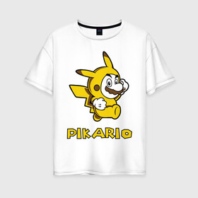 Женская футболка хлопок Oversize с принтом Pikario , 100% хлопок | свободный крой, круглый ворот, спущенный рукав, длина до линии бедер
 | Тематика изображения на принте: марио