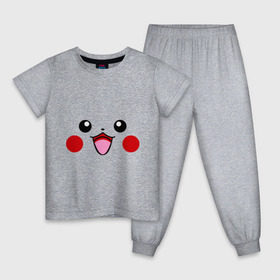 Детская пижама хлопок с принтом Happy Pikachu , 100% хлопок |  брюки и футболка прямого кроя, без карманов, на брюках мягкая резинка на поясе и по низу штанин
 | happy pikachu | pikachu | пикачу | покемоны | счастливый пикачу