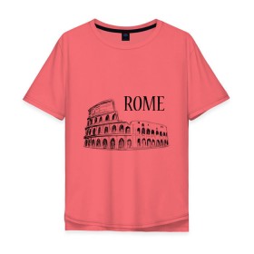 Мужская футболка хлопок Oversize с принтом ROME (эскиз) , 100% хлопок | свободный крой, круглый ворот, “спинка” длиннее передней части | италия | колизей | рим | туристам