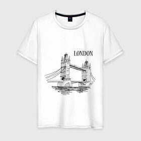Мужская футболка хлопок с принтом LONDON (эскиз) , 100% хлопок | прямой крой, круглый вырез горловины, длина до линии бедер, слегка спущенное плечо. | лондон