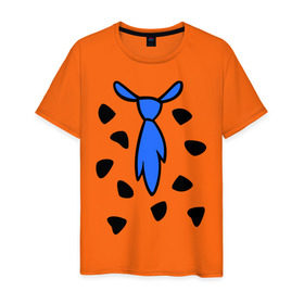 Мужская футболка хлопок с принтом Галстук из мультика флинстоун - Flintstones , 100% хлопок | прямой крой, круглый вырез горловины, длина до линии бедер, слегка спущенное плечо. | flintstones | галстук | одежда | синий галстук | флинстоун