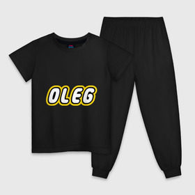 Детская пижама хлопок с принтом Oleg , 100% хлопок |  брюки и футболка прямого кроя, без карманов, на брюках мягкая резинка на поясе и по низу штанин
 | Тематика изображения на принте: lego | антибрренд | имена | конструктор лего | лего | логотип лего | олег