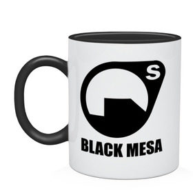 Кружка двухцветная с принтом Black mesa Black logo , керамика | объем — 330 мл, диаметр — 80 мм. Цветная ручка и кайма сверху, в некоторых цветах — вся внутренняя часть | black mesa | игры | компьютерные игры