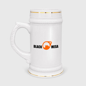 Кружка пивная с принтом Black mesa Main logo ,  керамика (Материал выдерживает высокую температуру, стоит избегать резкого перепада температур) |  объем 630 мл | black mesa | игры | компьютерные игры