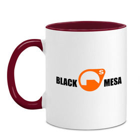 Кружка двухцветная с принтом Black mesa Main logo , керамика | объем — 330 мл, диаметр — 80 мм. Цветная ручка и кайма сверху, в некоторых цветах — вся внутренняя часть | Тематика изображения на принте: black mesa | игры | компьютерные игры