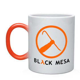 Кружка хамелеон с принтом Black mesa Orange logo , керамика | меняет цвет при нагревании, емкость 330 мл | black mesa | игры | компьютерные игры
